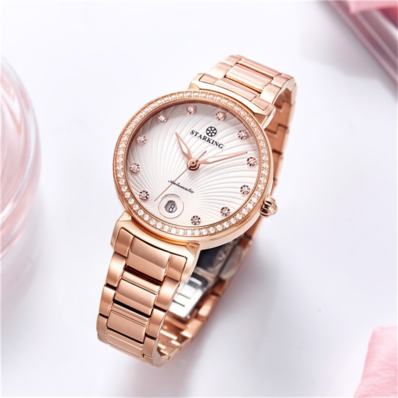 星皇星皇手表时尚潮流机械国表皮带防水简约镂空镶钻女士机械表al0252