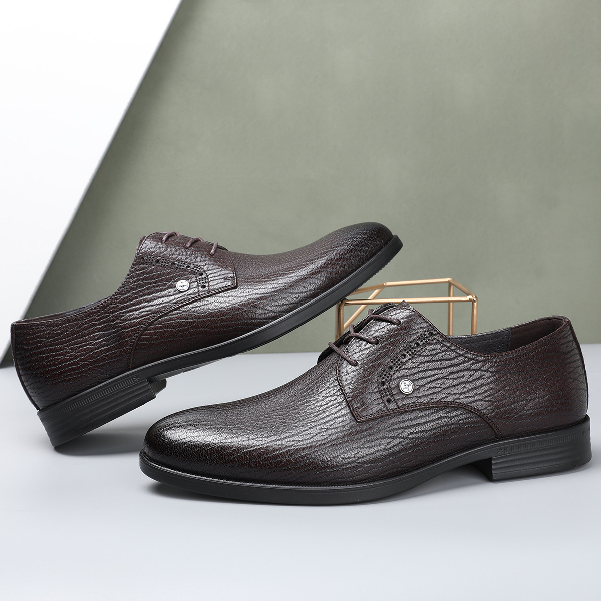 烟斗21真皮男男鞋男士皮鞋男士商务休闲鞋正装鞋英伦鞋压花纹羊皮鞋